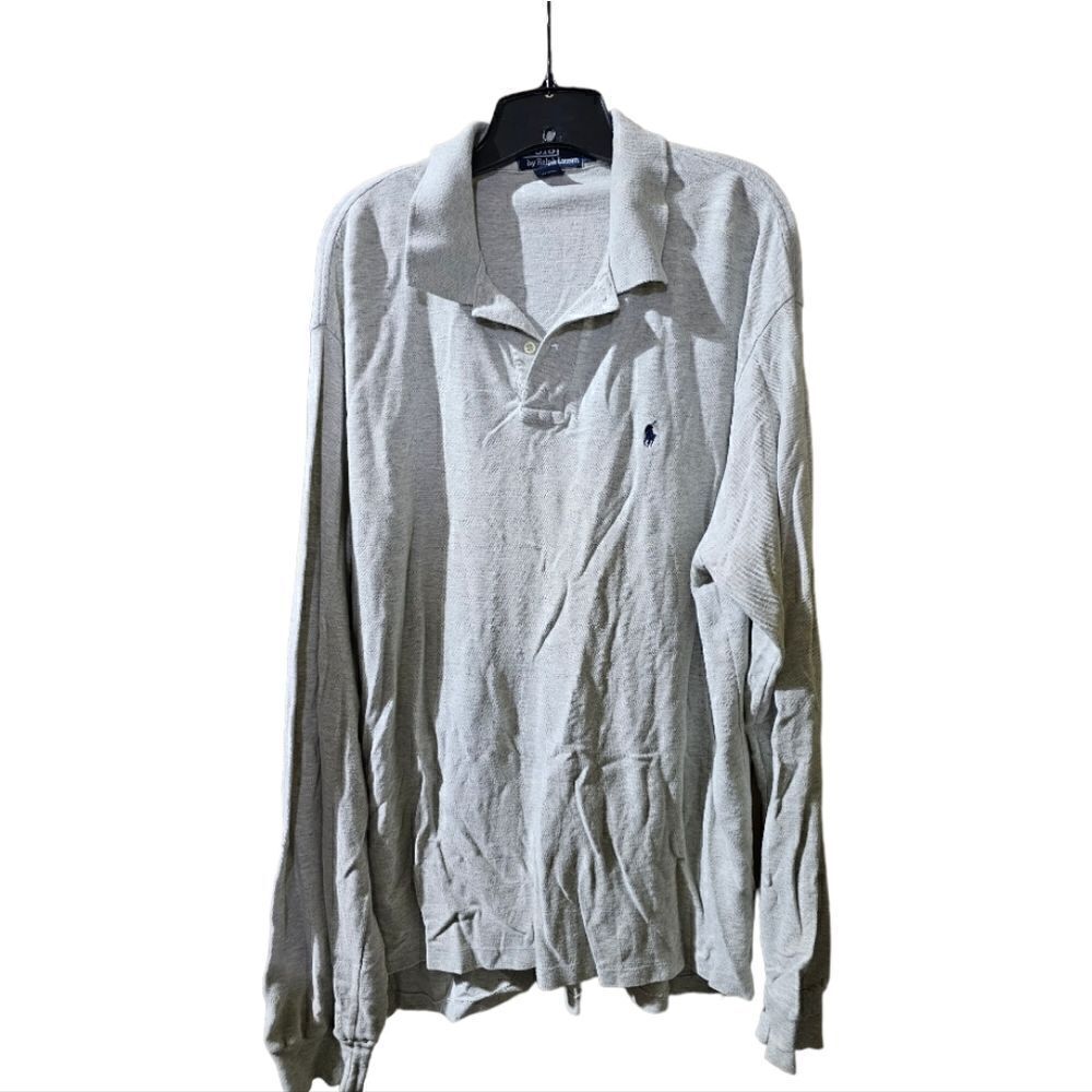POLO RALPH LAUREN Gray Polo Long Sleeve Shirt - Size XL